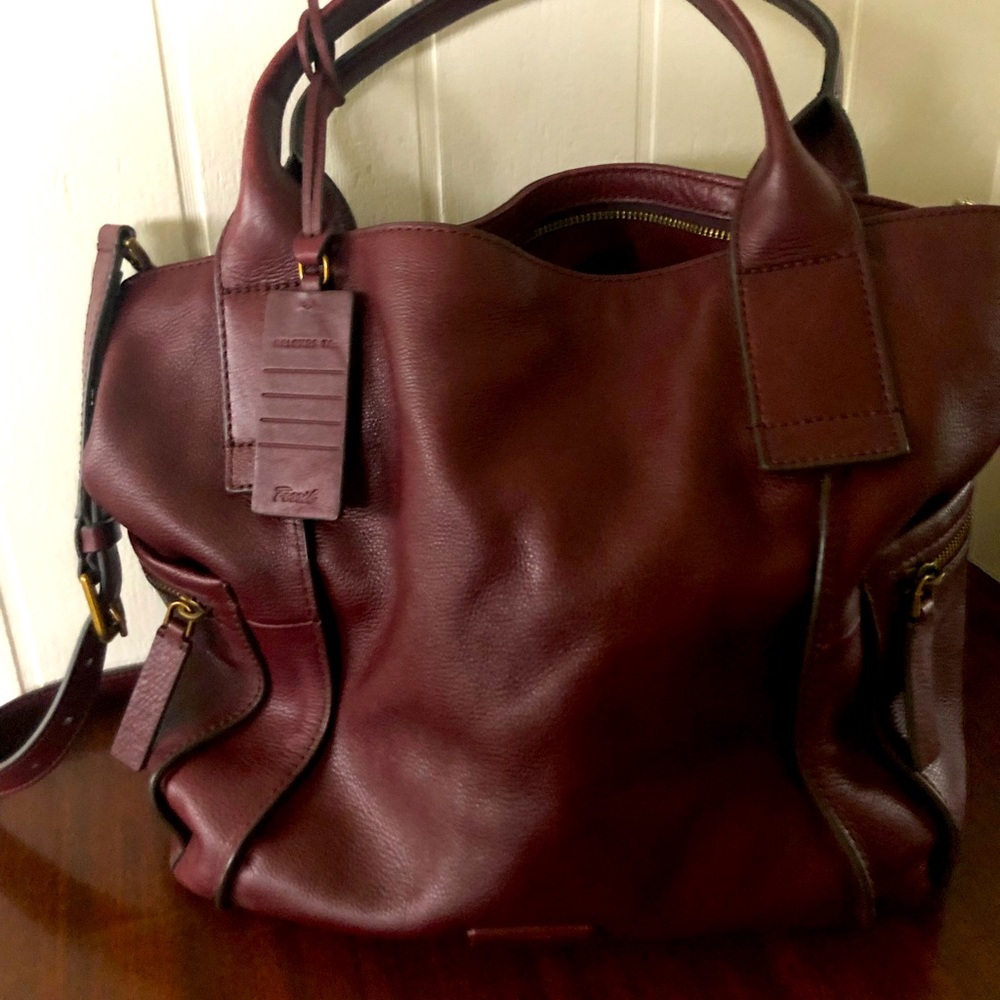 Fossil Burgundy Leather Bag NWOT